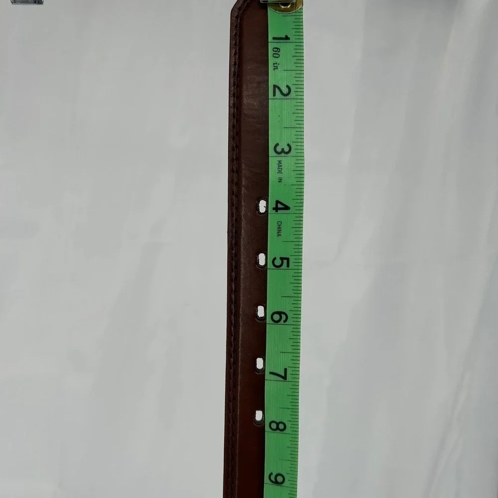 Genuine Leather Dress Belt Mens XL 42-44 Brown Stitched Edge Classic Business
